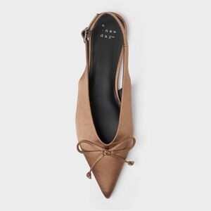 a new day Satin Taupe “Camille” Slingback Flats